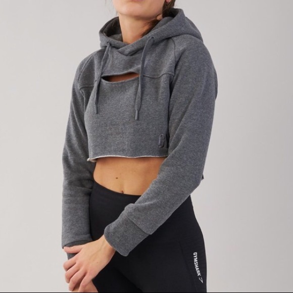 gymshark cropped raw edge hoodie